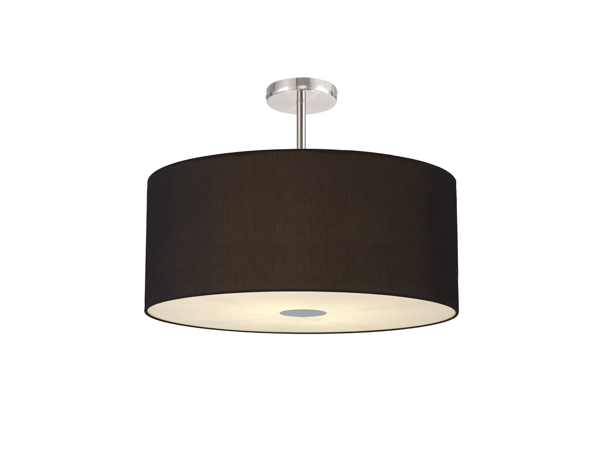 DK0465  Baymont 60cm Semi Flush 5 Light Polished Chrome, Midnight Black/Green Olive, Frosted Diffuser